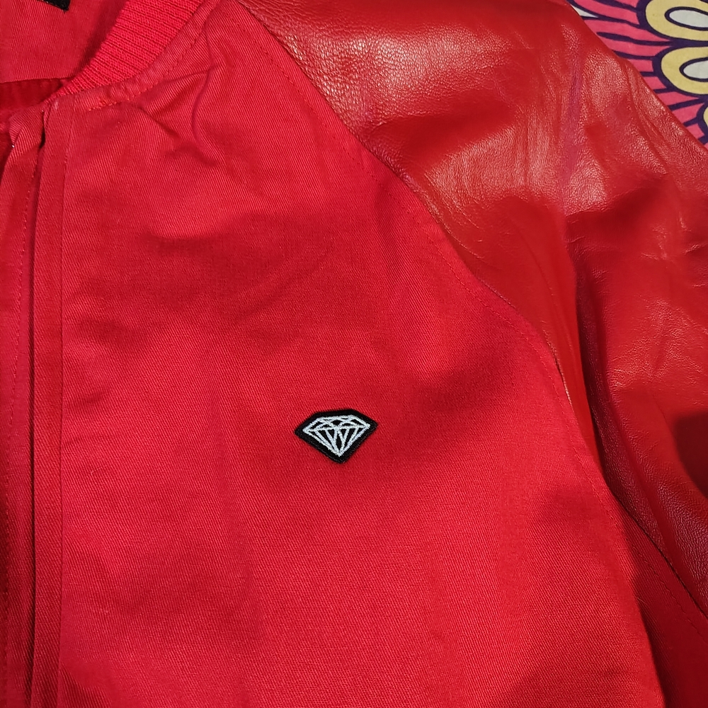 DIAMOND + MICHAEL JACKSON COLLAB -Genuine Red Leather Jacket ( NWOT😲🔥🔥) - Picture 3 of 14